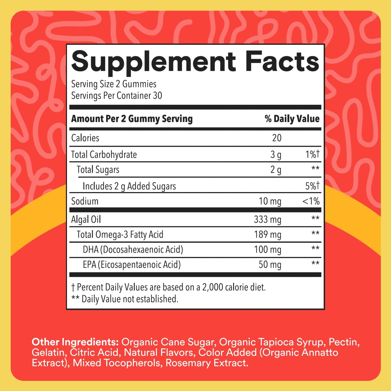 Kids Cognitive Omega-3 Brain Gummies with DHA & EPA, Citrus Strawberry, 60 Count (30 Day Supply)