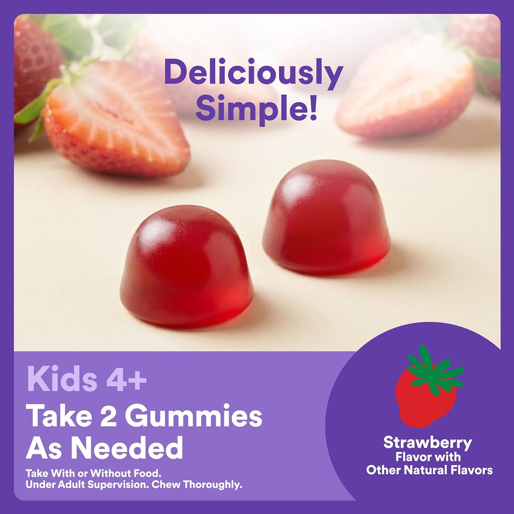 Kids Sleep Zero Melatonin Gummies with L-Theanine, Lemon Balm & Magnesium, Strawberry Flavor, 60 Gummies (30 Day Supply)