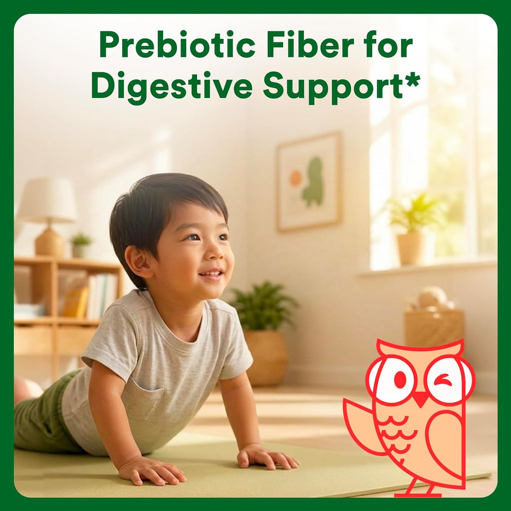 Kids Multivitamin & Fiber Gummies: Prebiotic Fiber to Support Kids Digestion with Vitamin D3, C, Vitamin B12, B6, A, Zinc, Biotin, Folate, Three Fruit Flavors, 90 Count (30 Day Supply)
