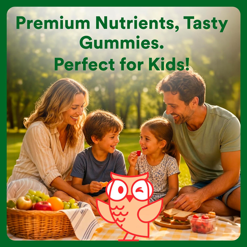 Kids Multivitamin & Fiber Gummies: Prebiotic Fiber to Support Kids Digestion with Vitamin D3, C, Vitamin B12, B6, A, Zinc, Biotin, Folate, Three Fruit Flavors, 90 Count (30 Day Supply)