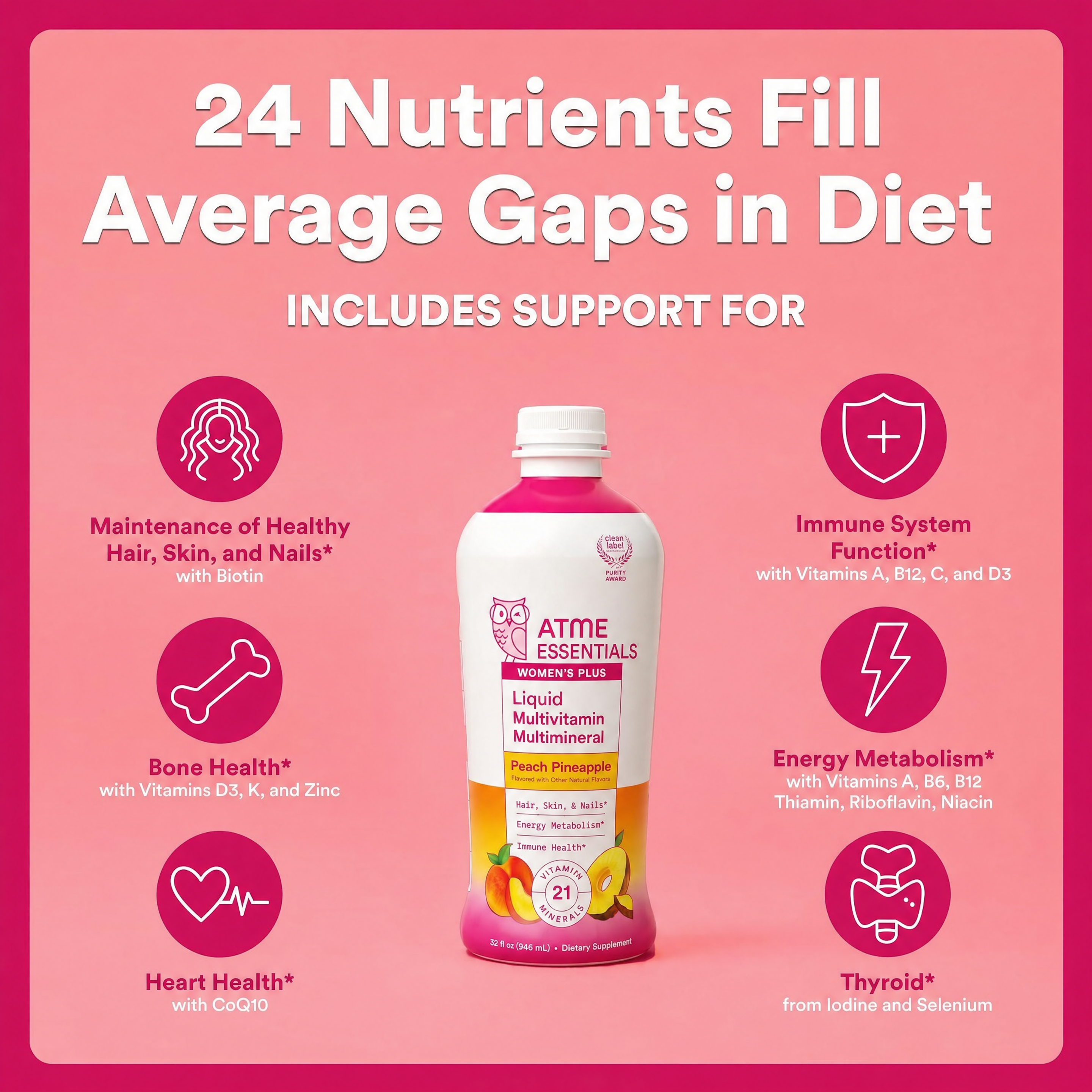Zero Sugar Liquid Multivitamin Multimineral for Kids, Peach Pineapple Flavor, 32 Oz (31 Servings)