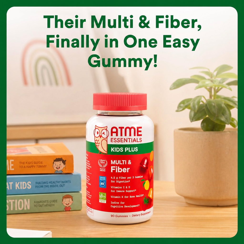 Kids Multivitamin & Fiber Gummies: Prebiotic Fiber to Support Kids Digestion with Vitamin D3, C, Vitamin B12, B6, A, Zinc, Biotin, Folate, Three Fruit Flavors, 90 Count (30 Day Supply)
