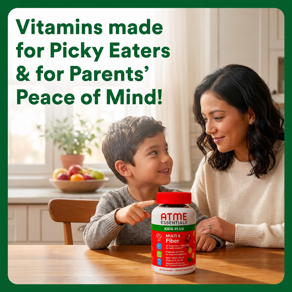 Kids Multivitamin & Fiber Gummies: Prebiotic Fiber to Support Kids Digestion with Vitamin D3, C, Vitamin B12, B6, A, Zinc, Biotin, Folate, Three Fruit Flavors, 90 Count (30 Day Supply)
