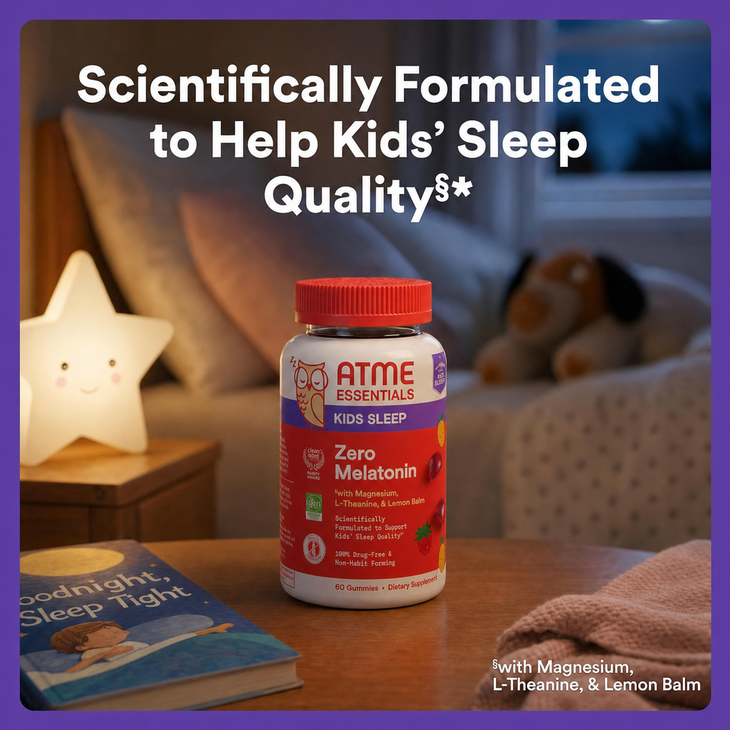 Kids Sleep Zero Melatonin Gummies with L-Theanine, Lemon Balm & Magnesium, Strawberry Flavor, 60 Gummies (30 Day Supply)