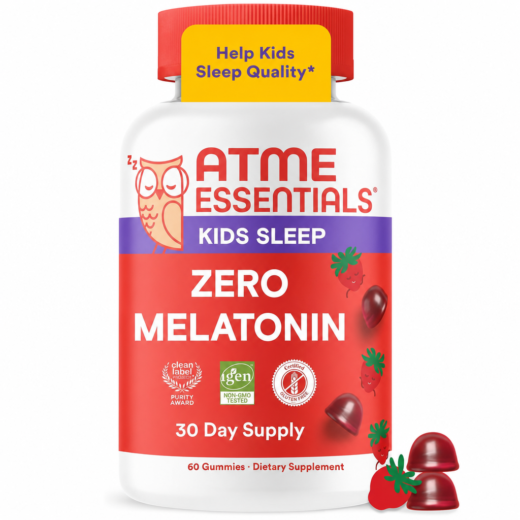Kids Sleep Zero Melatonin Gummies with L-Theanine, Lemon Balm & Magnesium, Strawberry Flavor, 60 Gummies (30 Day Supply)