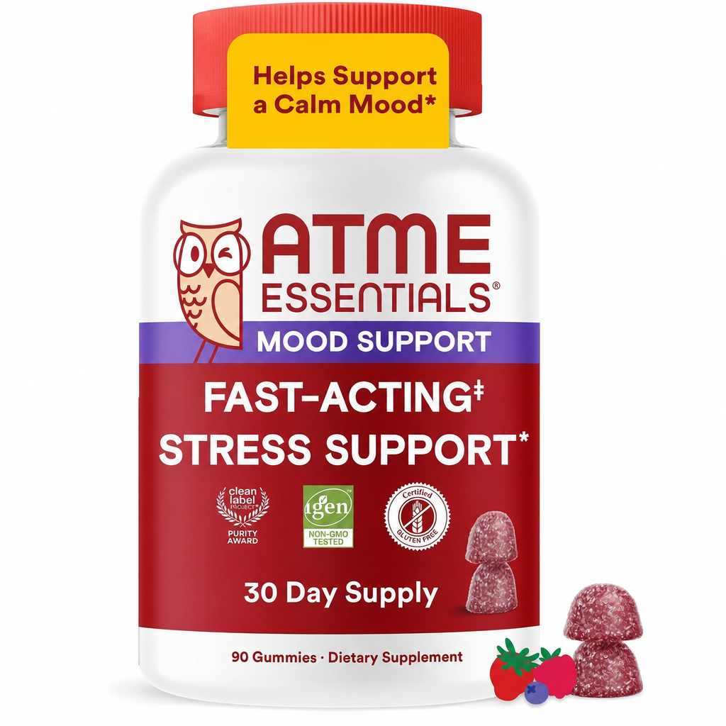 Stress Support Gummies: Fast-Acting Calm & Mood Support with L-Theanine 200mg & Ashwagandha (Sensoril), Non-Drowsy, Mixed Berry Flavor, 60 Count (30 Day Supply)