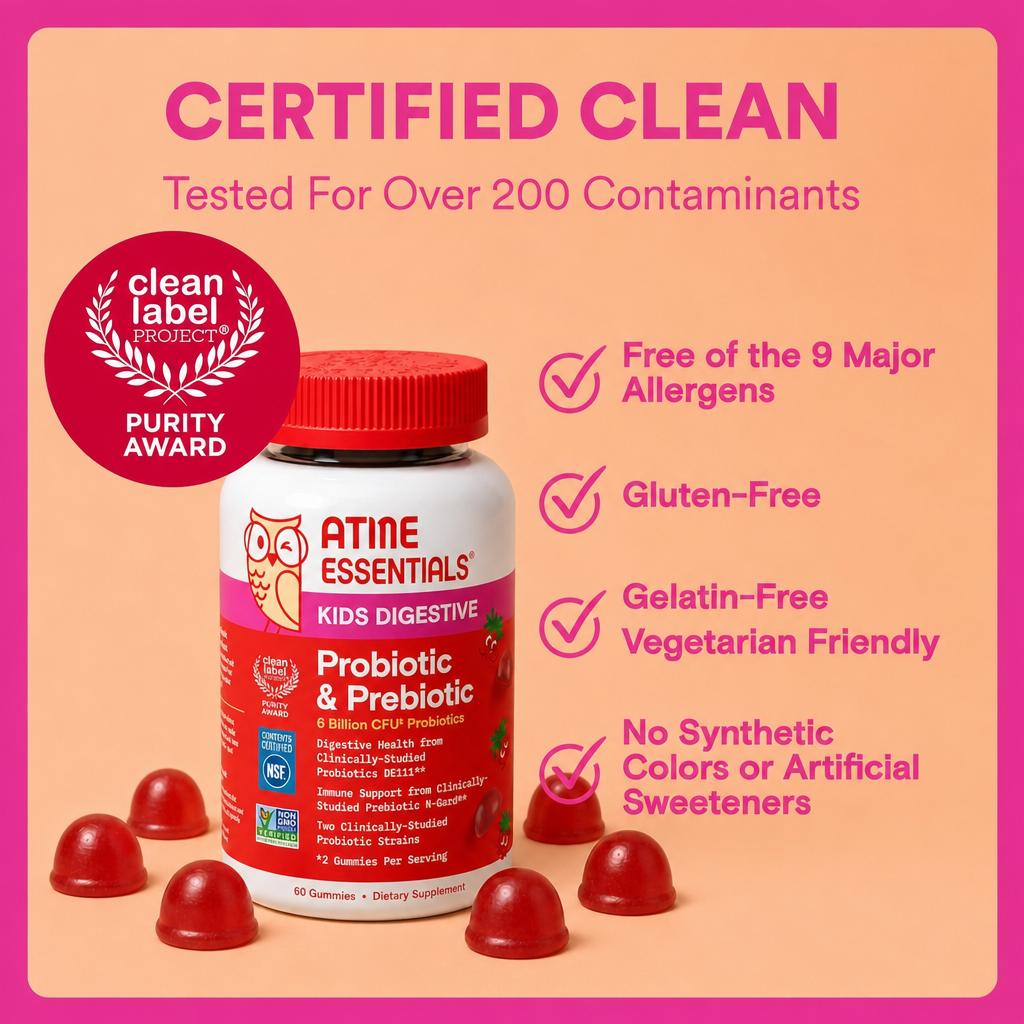 Kids Probiotic & Prebiotic Gummies for Digestive Health, Grape, 30 Count (30 Day Supply)