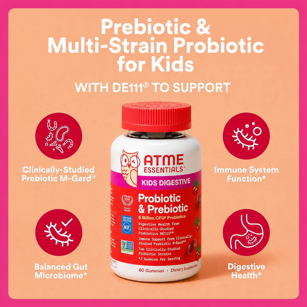 Kids Probiotic & Prebiotic Gummies for Digestive Health, Grape, 30 Count (30 Day Supply)